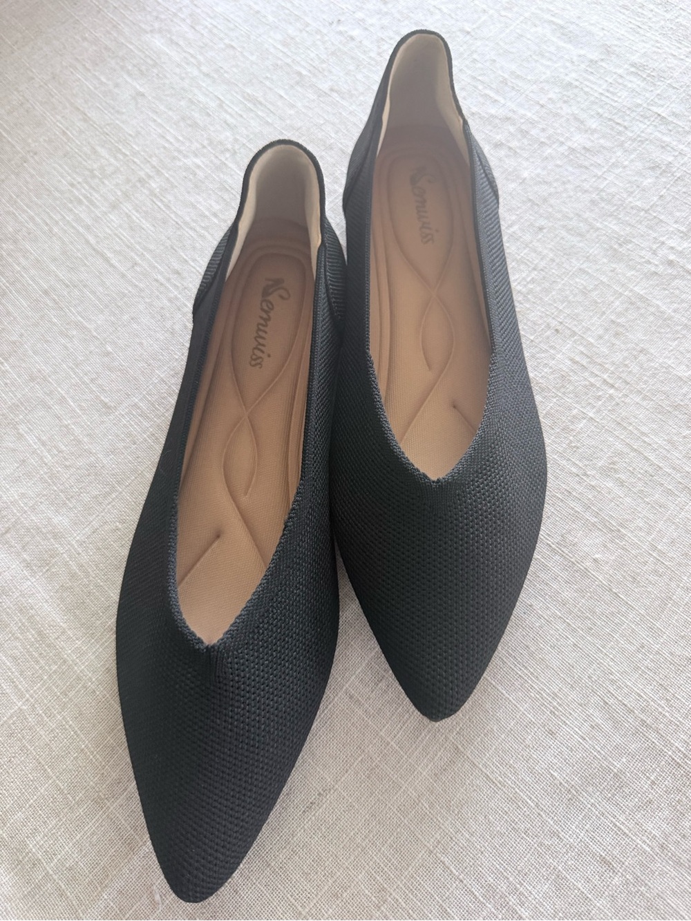 Semwiss Black Knit Pointed Toe Ballet Flats EU 40 US 9 NWOT